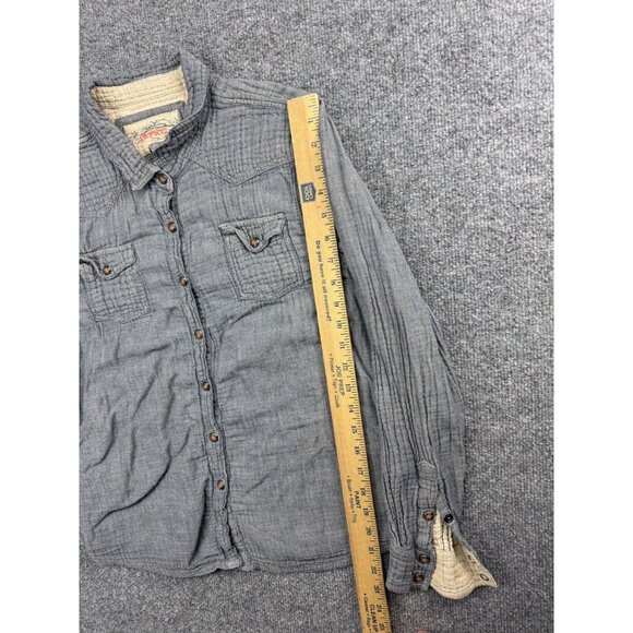 Gramicci Button Up Shirt Women's Large Blue Long Sleeve Collared Pockets - Picture 5 of 6